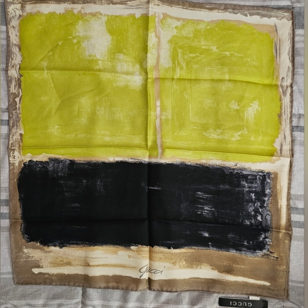 Gucci Silk Scarf NWT Rare in print Painted Color Block Print
